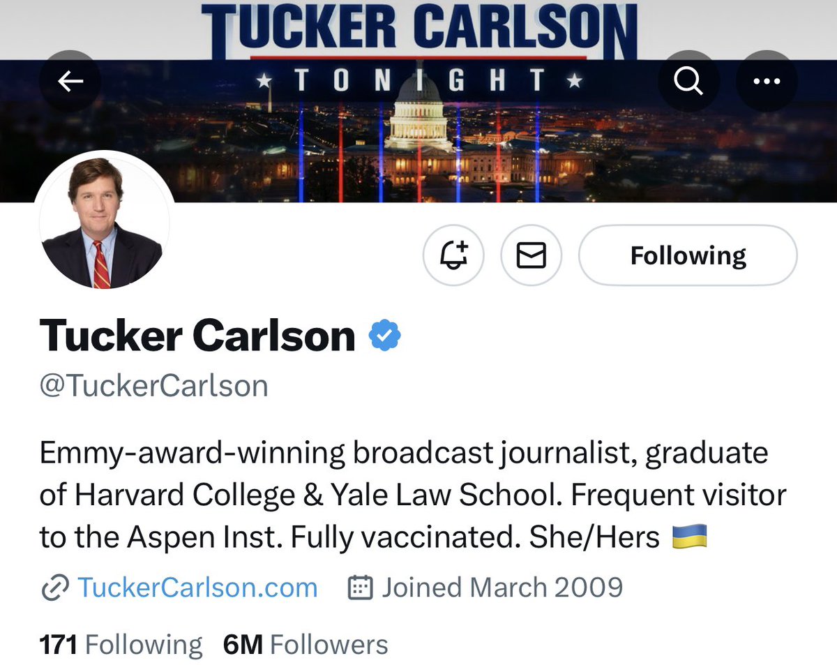 DC_Draino on Twitter: "This is Tucker’s current Twitter bio😂" DC_Draino on Twitter: "This is Tucker’s current Twitter bio😂"
