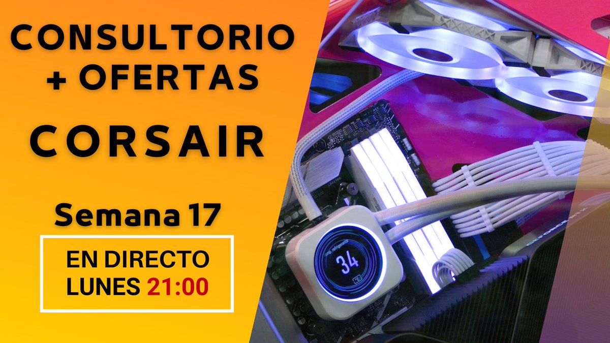 futurexpe's tweet photo. Esta noche, en el directo del canal YT @CorsairSpain  veremos el PC que monté con NVIDIA para Abby, explicaré mi sistema para calcular las curvas de revoluciones de los ventiladores y repasaremos las mejores ofertas de la semana, al mismo tiempo que respondo a vuestras dudas😀 https://t.co/62NOnaOzYW