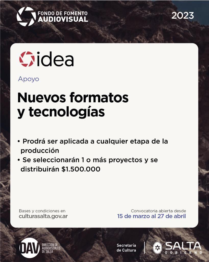 culturasaltaok's tweet photo. 📌 La Secretaría de Cultura, a través de la Dirección de Audiovisuales y Espacio INCAA, ha lanzado las convocatorias: Becas de formación; y Nuevos formatos y tecnologías, las cuales se encuentran abiertas hasta el 27 de abril.

🎥 +Info https://t.co/ix67mcXI13 https://t.co/zh240Bb6sF