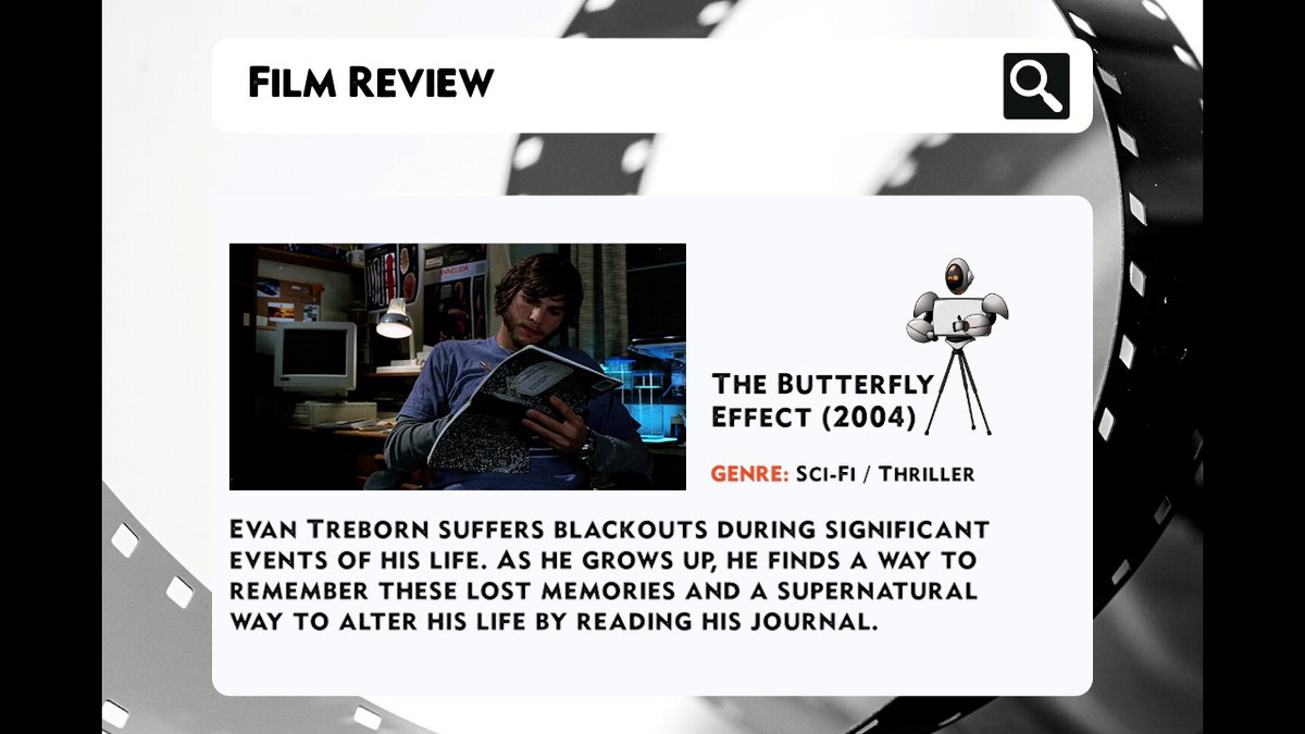 Check out 'The Butterfly Effect 2004' 🎬🍿

To access all the reviews go to our Hub, plus find more filmmaking content 🎥

#lovefilm #filmfeed #filmreview #moviereview #films #movies #AshtonKutcher #amysmart #MeloraWalters #ericbress #jmackyegruber