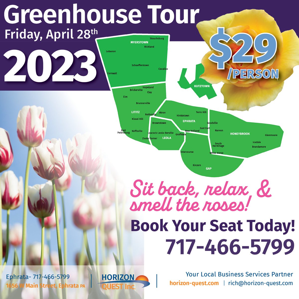 HorizonQuest's tweet photo. Join us for a guided bus tour to visit featured Greenhouses in and around the Lancaster County Region. Shoppers will find a large selection of plants, shrubs, and garden supplies to purchase. You can buy your tickets online at https://t.co/uCmNiHliul  or call (717) 466-5799. https://t.co/yO6pEEswJv