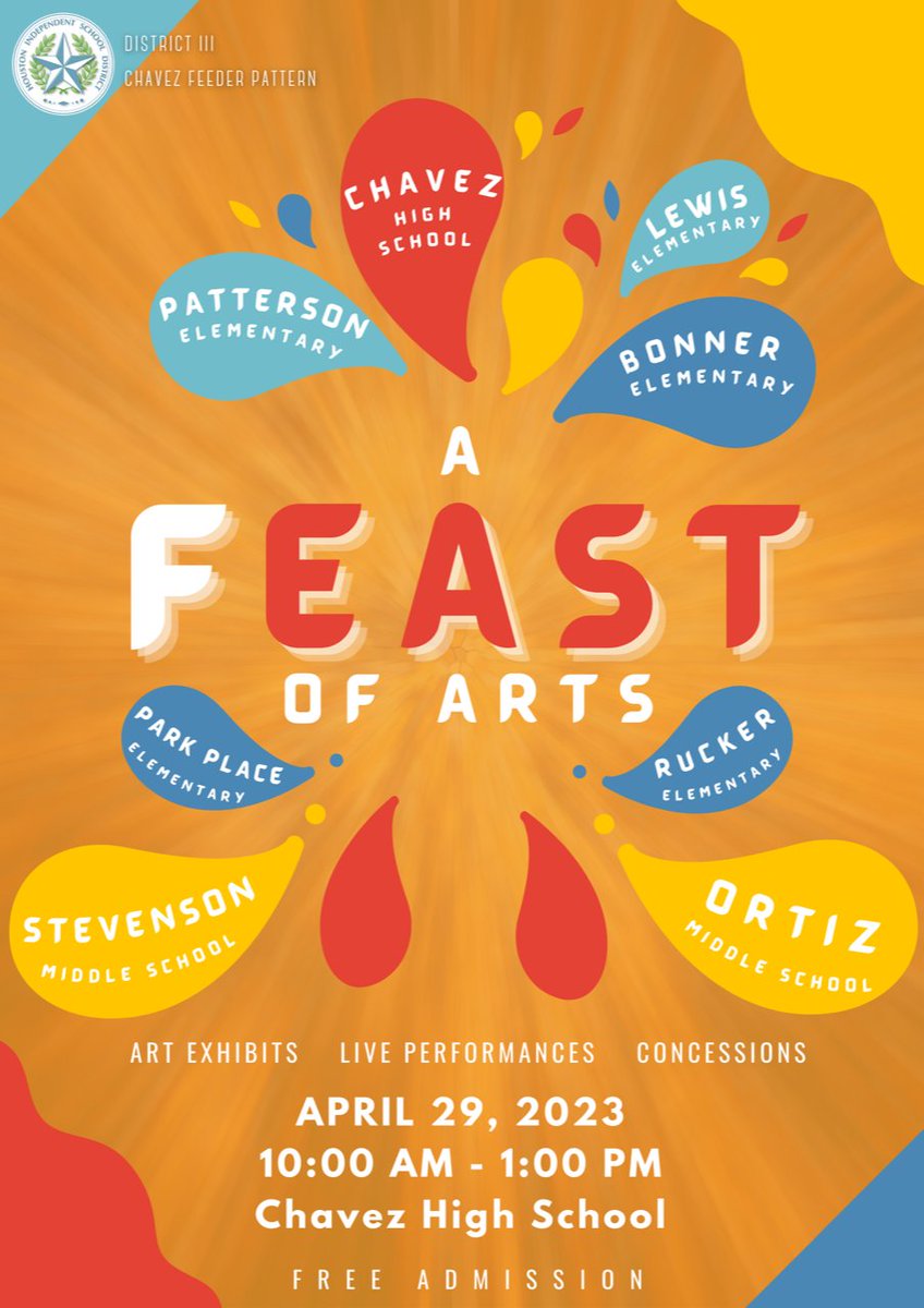Mark your calendars A Feast of Arts is coming! @Houstonisd @HISDFineArt
<a href="/PattersonESHISD/">Patterson ES</a> <a href="/DrSabrinaNguyen/">Sabrina Nguyen</a> #hisdeast #hisdfeast_of_arts