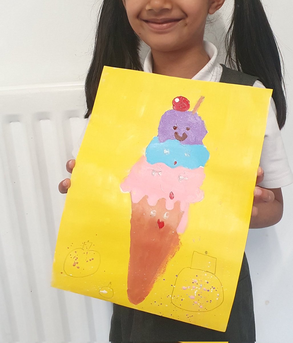 Today she wanted to paint ice-cream!! My student! Dose of sunshine on your TL #ArtClass #teachingart