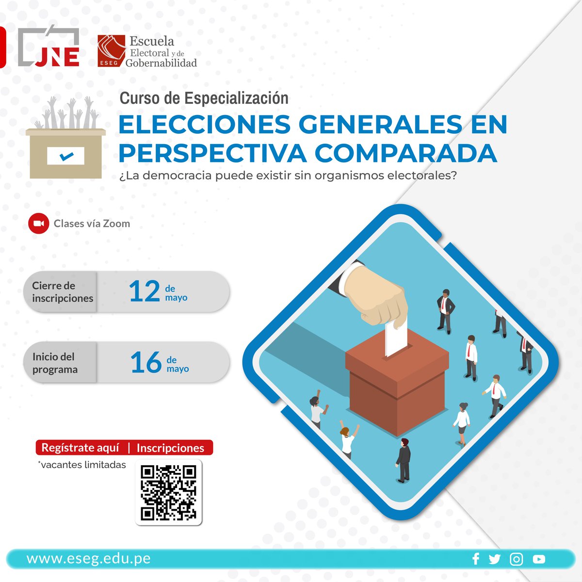 esegperu's tweet photo. 👉🏽 Inscríbete y se parte del curso de Especialización 'Elecciones Generales en Perspectiva Comparada'
💻Modalidad Virtual
📚Brochure informativo : https://t.co/eEVg2H7yNY
📍Inscripciones aquí : https://t.co/R7BHguOK5J https://t.co/GveZ9uDzog