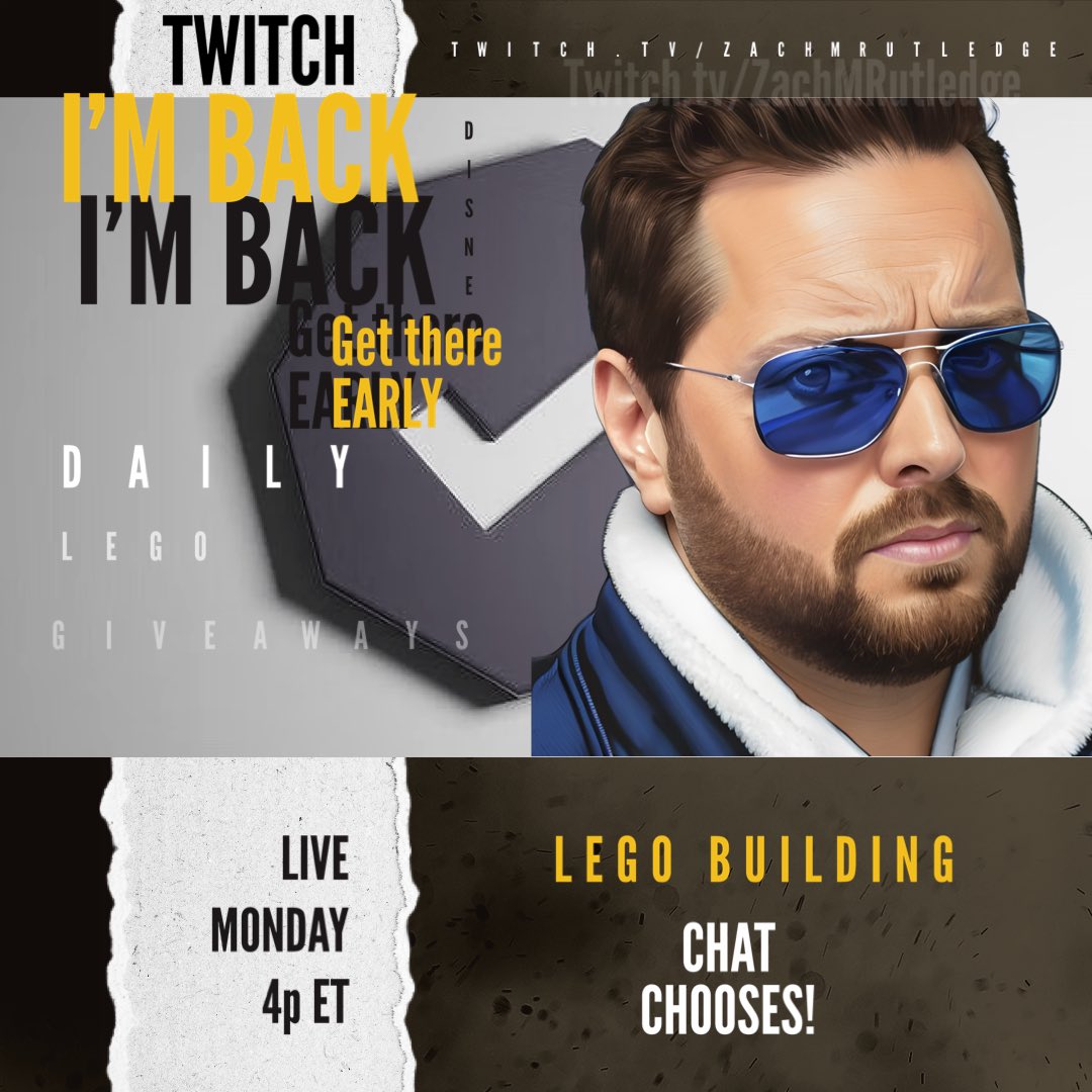 🚨Today at 4p ET on <a href="/Twitch/">Twitch</a> chat decides what we are <a href="/Lego/">Lego</a> building! 🚨

Don’t forget to earn your points for the May 1st #Giveawy and double today’s #Lego prize by hitting 50 #retweets!!! 

>> twitch.tv/ZachMRutledge <<

#afol #twitch #smallstreamer #marvel