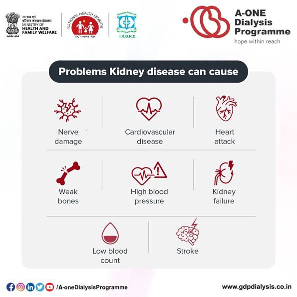 AONEDialysis's tweet photo. Problem Kidney Disease Can Cause 

#gujaratdialysisprogramme  #gujaratgovernment #cabinetmeeting #gujarat #GDPcentres #dialysisservice #freedialysis #government #gujarat #NHM #IKDRC #qualitywork #facility #patientcare #patientsafety #support  #24x7service #freedialysis https://t.co/JXQ0j0WxJS