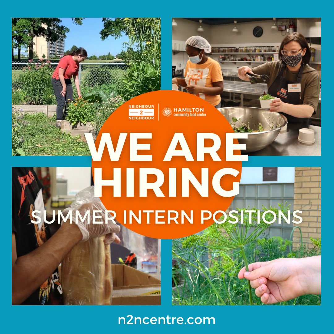 WE ARE HIRING FOR THE SUMMER! Available positions: 1. N2N Special Events Intern 2. N2N Education Assistant Intern 3. CFC Outreach & Administration Intern 4. CFC Garden Skills & Meal Programs Intern More openings posted soon. Visit our website for details on how to apply.