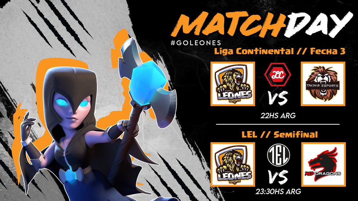#ClashRoyale      

Lindos partidos el dia de hoy buscando una nueva Final!!!

[🏆] <a href="/LigaCNTAL/">Liga Continental™</a> 
[🆚] <a href="/EsportsTakana/">Takana Esports</a> 
[🎯] Fecha 3
[⏰] 22hs 🇦🇷  

[🏆] <a href="/LEL_Latam/">Latam Esports League</a> 
[🆚] <a href="/ReDragons01/">Red Dragons</a> 
[🎯] Semifinal   
[⏰] 23:30hs 🇦🇷 

#GOLeones 🦁🦁🦁