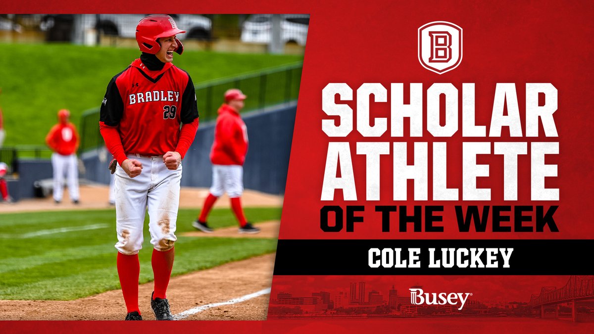 BradleyBraves's tweet photo. Cole Luckey of @BradleyBaseball has been named the Busey Bank Scholar-Athlete of the Week!

In the team's 19-3 win against Illinois State, Luckey went 4-4 with three singles, a triple, two runs scored and four RBI. https://t.co/9V0HLAHbIU