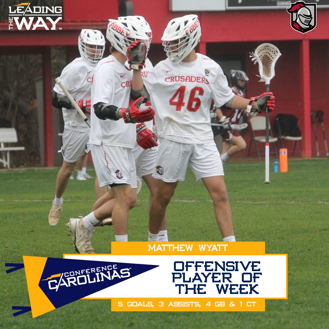 Conference Carolinas (@confcarolinas) on Twitter photo The final men's 🥍 weekly award winners of the 2023 season are both from <a href="/abbeyathletics/">Abbey Athletics #RaisetheRed</a>...
Offensive: Matthew Wyatt
Defensive: Caleb Mulcahy
👉🔗: bit.ly/40C0yhY
#LeadingTheWay The final men's 🥍 weekly award winners of the 2023 season are both from <a href="/abbeyathletics/">Abbey Athletics #RaisetheRed</a>...
Offensive: Matthew Wyatt
Defensive: Caleb Mulcahy
👉🔗: bit.ly/40C0yhY
#LeadingTheWay