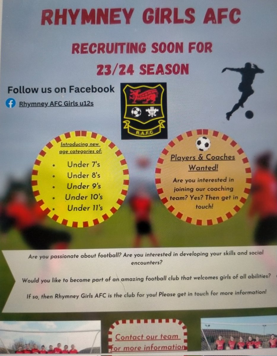 Fantastic opportunity to join a well run local club. Come on get involved ⚽ <a href="/bawelps/">Bryn Awel Primary School</a> <a href="/fcwpa/">Fochriw Primary</a> <a href="/IDS3to18/">Idris Davies School 3_18</a> @PhysEdRCS