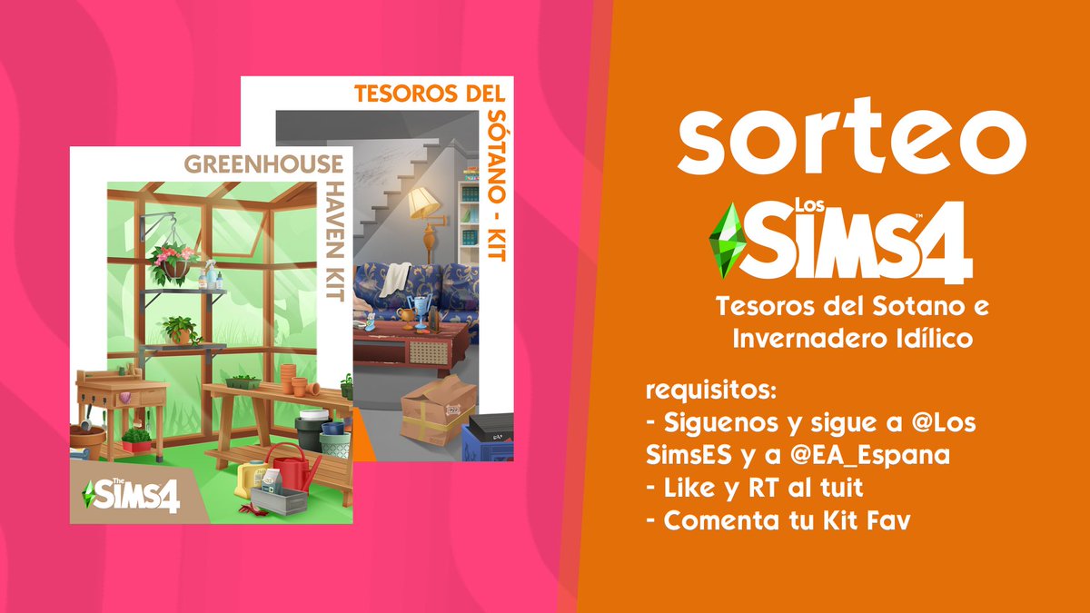 SORTEO 🚨📦 Gana una copia #LosSims4 Tesoros del Sótano o Invernadero Idílico Kit Requisitos - Siguenos - Sigue a @LosSimsES y a @EA_Espana - Comenta tu Kit Fav El sorteo terminará en 5 días y es internacional (exclusivo PC/Mac)