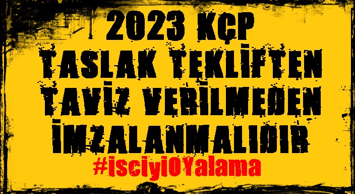 Tavizsiz bir KÇP beklentimiz var.
15.000 TL taban ücret, %15+45 dönem zammı, 40 saat haftalık çalışma, dönem zammı+enflasyon farkı uygulamasında taviz istemiyor, diğer taleplerimiz de yerine gelsin istiyoruz.
#isciyiOYalama 
<a href="/RTErdogan/">Recep Tayyip Erdoğan</a> 
<a href="/kilicdarogluk/">Kemal Kılıçdaroğlu</a> 
<a href="/csgbakanligi/">T.C. Çalışma ve Sosyal Güvenlik Bakanlığı</a> 
@FOXhaber
