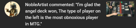 LibertyMTG's tweet photo. I love reading these comments about myself. /s

If you don't like me, do us both a favor and go watch another channel's content.

#MagicTheGathering #MagicPlayersAreTheWorstPeopleInTheWorld https://t.co/m4RcxsFfFe