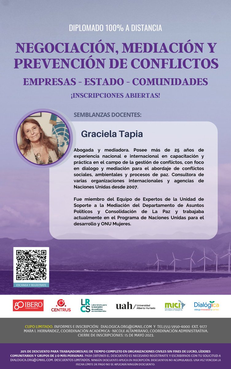 Dialogica_org's tweet photo. Compartimos con ustedes algunas semblanzas de las y los docentes que impartirán clases en el Diplomado.
  
Si estás interesada/o en formar parte de esta nueva edición, regístrate en el siguiente formulario:
https://t.co/bWvic0KPXn https://t.co/KjvaPOsf2a