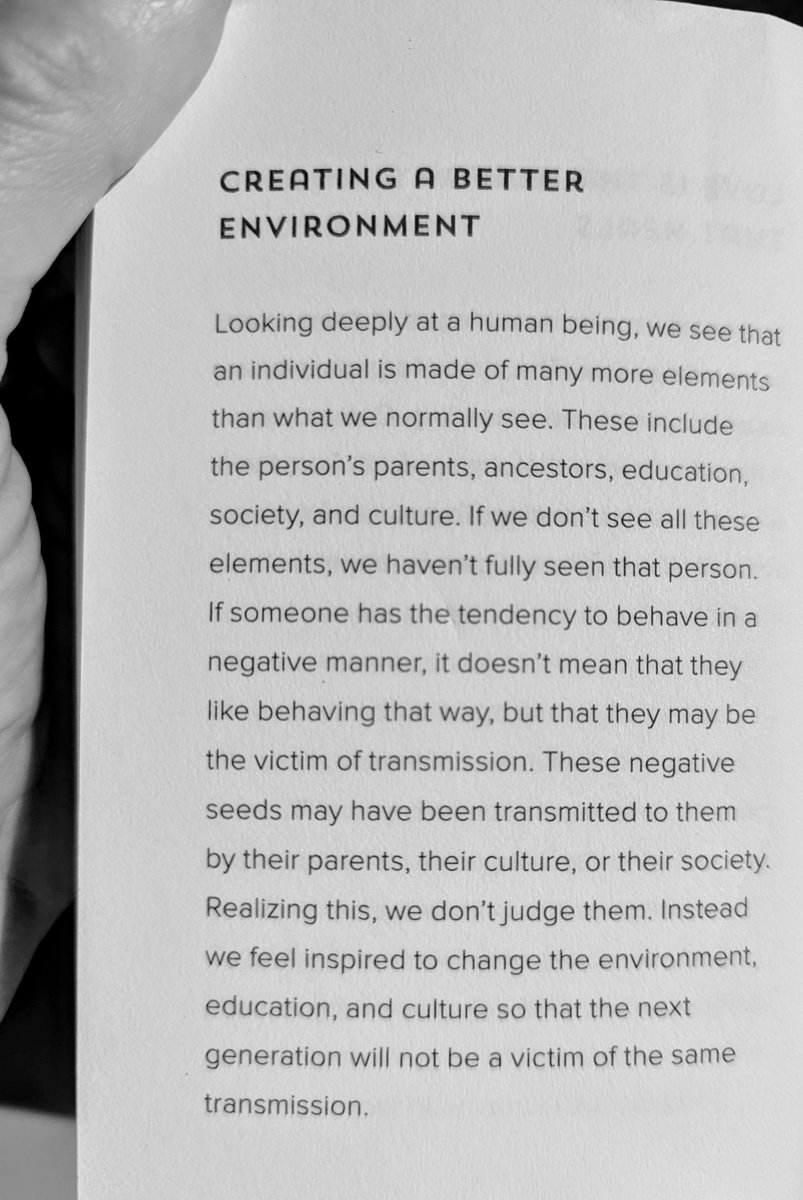 "Creating a better environment" teaches us to be curious, patient &amp; grateful. Thích Nhất Hạnh reminds us to look deeply at people &amp; realize they are made up of many elements. Negative behaviors aren't personal but can be a product of transmission. #compassion #joyfulcareer