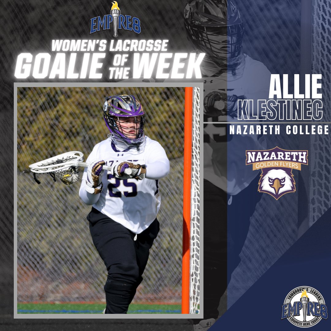 Congratulations to the #E8 Women’s Lacrosse Weekly Award Winners!

Player of the Week Sydney Carpenter <a href="/FisherAthletics/">SJF Cardinals</a> <a href="/SJFC_WLAX/">Fisher Lacrosse</a> 

Goalie of the Week Allie Klestinec <a href="/NazAthletics/">Nazareth Athletics</a> <a href="/Naz_W_Lax/">Nazareth Womens Lacrosse</a> 
#E8 #E8Proud #WhyD3 #Leaderscompetehere