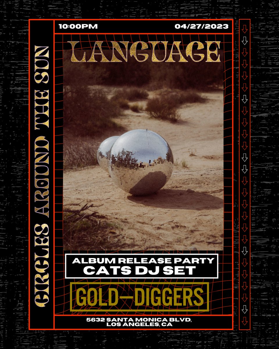 📷Language Release Party📷
This Thursday we are heading to @GoldDiggersLAX in Los Angeles to celebrate the release of our new album, Language. We will be doing a special DJ set and playing cuts from the new record. The event is free and you can RSVP at the Gold Diggers website.