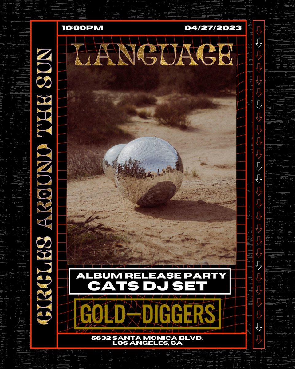 📷Language Release Party📷 This Thursday we are heading to @GoldDiggersLAX in Los Angeles to celebrate the release of our new album, Language. We will be doing a special DJ set and playing cuts from the new record. The event is free and you can RSVP at the Gold Diggers website.