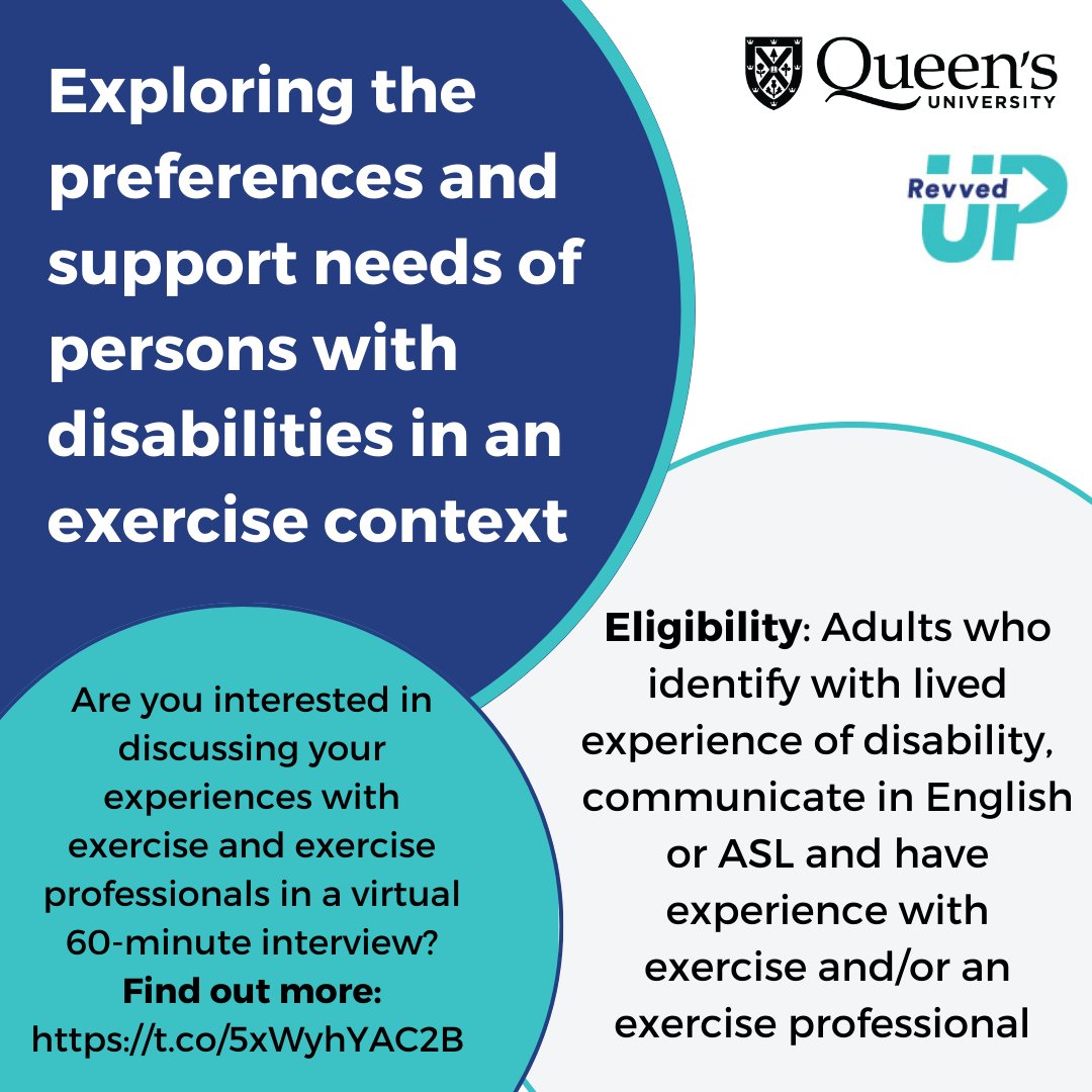 Interested in discussing your experiences with exercise &amp; exercise professionals in a virtual 60-minute interview? 
Here's an opportunity to participate in a study, conducted by our partners at the Revved Up Research Group from Queens!
Read More: bit.ly/3Ar8zvu