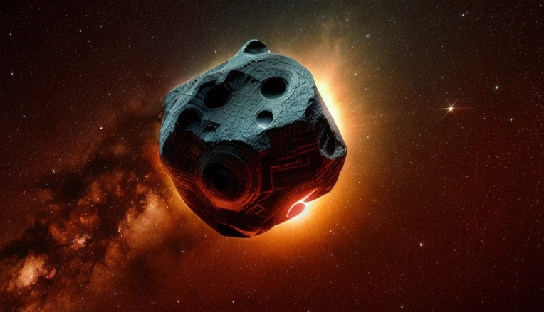 An abandoned asteroid mine passing a star #fanart #ProjectNebula #AIArtwork #IMGCreator