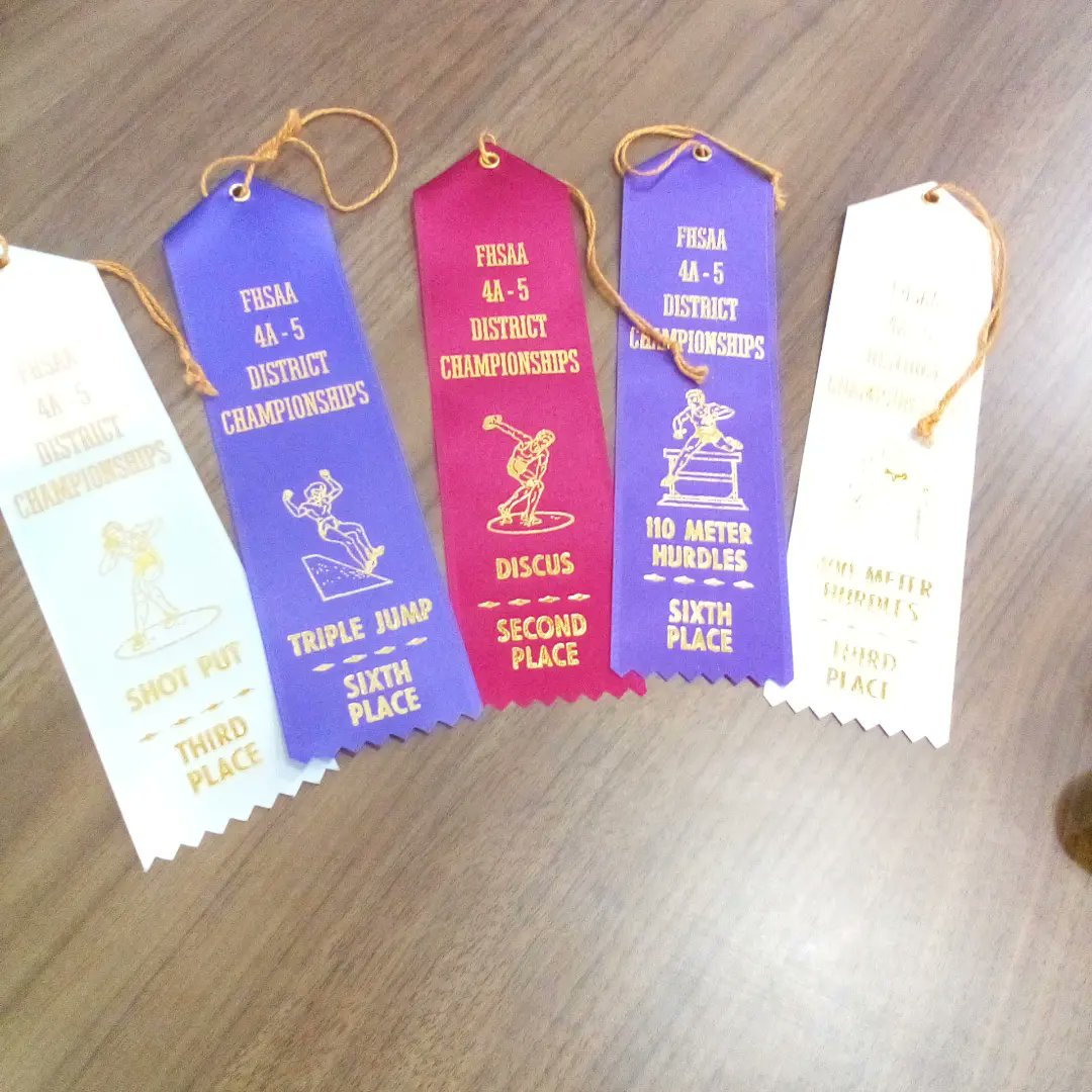 NixTheFox3's tweet photo. District meet ribbons and ranks https://t.co/VJnipPMelt