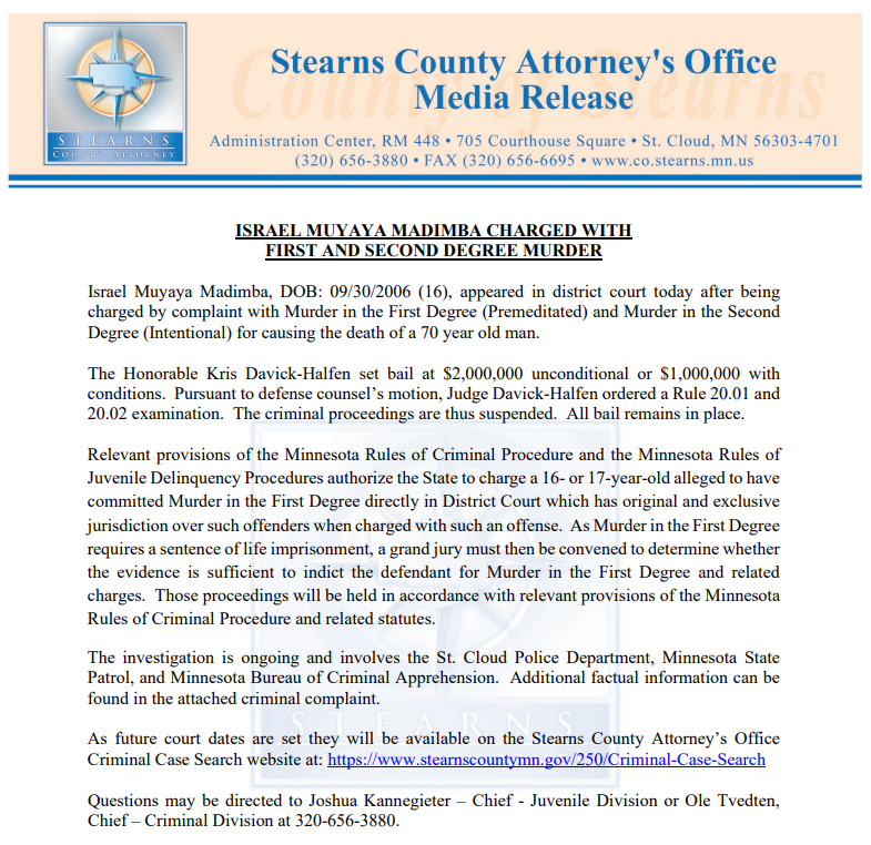 SCPD on Twitter "Media release from the Stearns County Attorney's