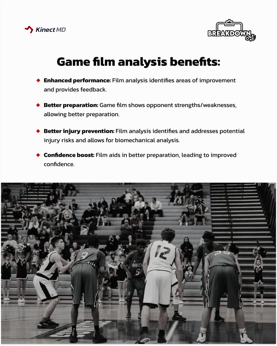 KinectMD's tweet image. The benefits of game film analysis are numerous, ranging from tactical adjustments to injury prevention.
#GameFilm analysis can improve athletic performance. By identifying strengths and weaknesses in play, athletes can work to improve their skills and become more well-rounded.