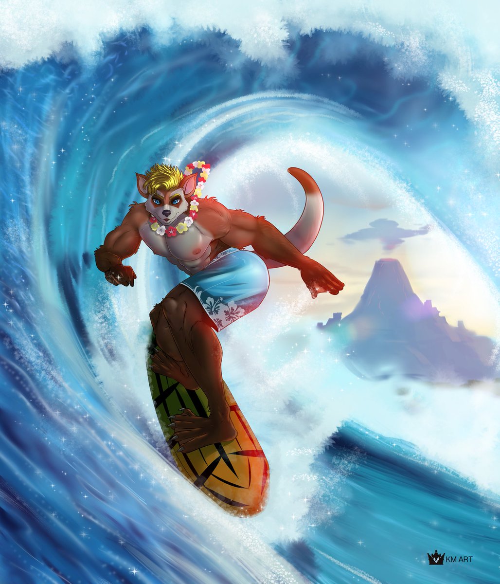 DoubleDook95's tweet photo. When I’m not ballin you will most likely find me surfing nearby (art by KMArtist on FA. I absolutely love how this came out, the details are all amazing) https://t.co/JTuK32XlYb
