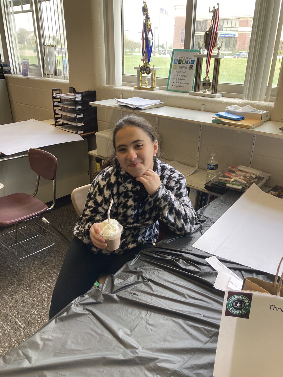 GreggDegen's tweet photo. What a fun two days of exploring books by Fern Chapman and getting ready for her author visit tomorrow. Thank you to all the families who donated items to make this a success and “a latte” of fun for our students! @CenturyWildcats @kimdevriesteach https://t.co/3GWuQSB8nP