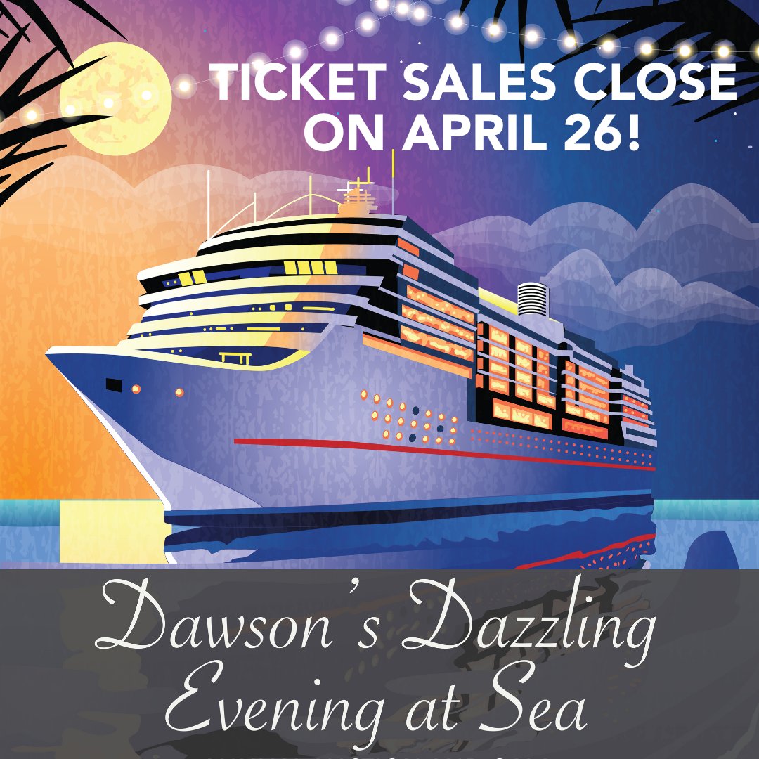 Gala tickets close on Wednesday at 12 p.m.  After that, tickets can be purchased at the door, but they will be $300.

We hope to see you for Dawson's Dazzling Evening at Sea this Saturday! 
cbo.io/dawsonschool/t…