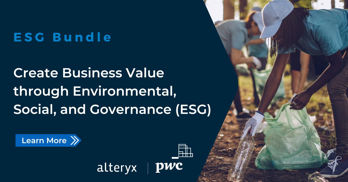 Kramer_Dave's tweet image. Partnering with PwC to help you modernize #ESG technology solutions! Get our new ESG Bundle, which includes 10 Designer Licenses, Alteryx workflow accelerators, and PwC services.
Bundle me: ow.ly/tI1u104EOwQ
#AnalyticsAutomation #AnalyticsDemocratization #AnalyticsForAll