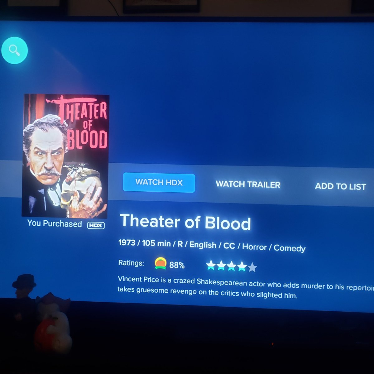 With all the bloodbath going on in the news today, I'm thinking its a good time to watch Theater of Blood starring the iconic legend of horror, Vincent Price. 
#NowWatching #TheaterofBlood #VincentPrice