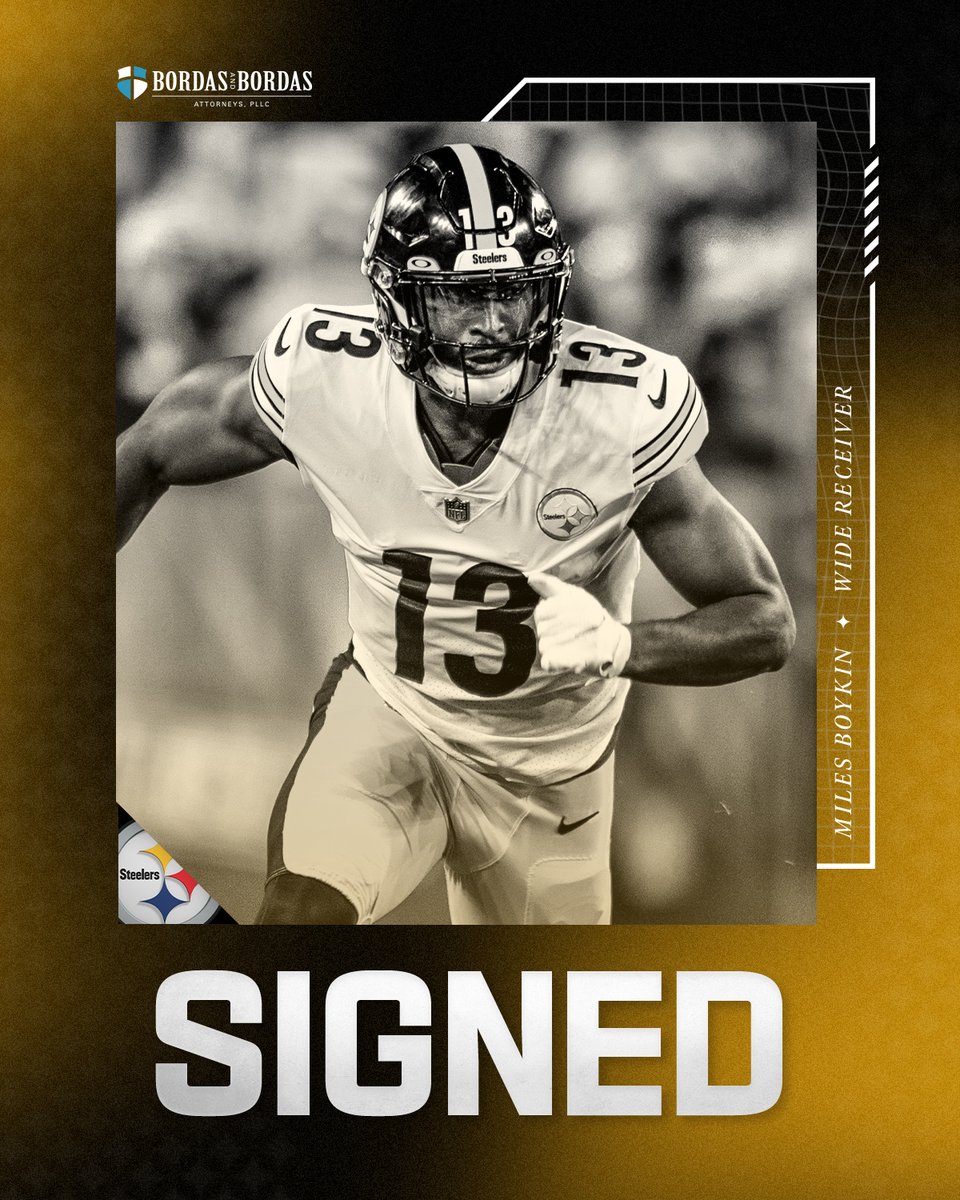 steelers's tweet photo. We have signed WR Miles Boykin to a one-year contract. @BordasLaw 

📝: https://t.co/cQmI0xEGe9 https://t.co/WrKDe5CPtA