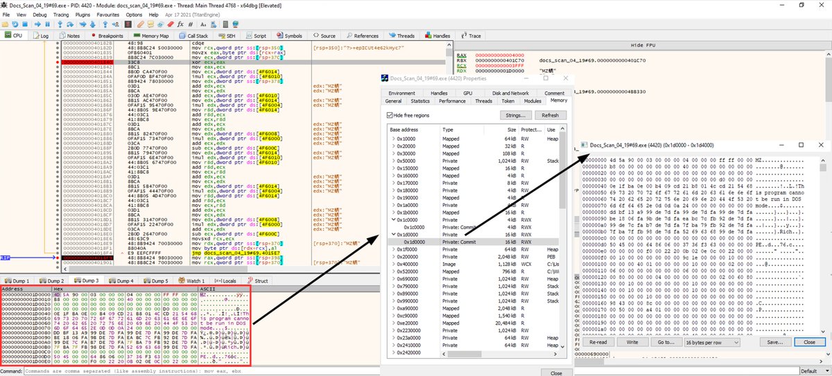 Max_Mal_'s tweet image. #IcedID (#Bokbot) resource section #MalwareAnalysis

2 resources with high entropy❓
[+] resources contain string pattern

NtAllocateVirtualMemory [create new pages RWX] &amp;gt; jmp with XOR (contains string pattern + resources)
[+] StringP = XOR key
[+] resource decoded to DLL loader