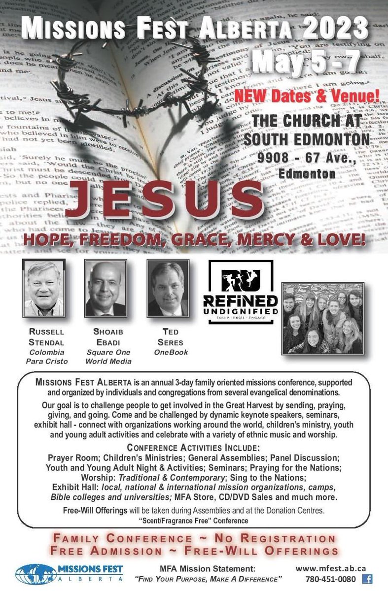 BasketOfHopeCAN's tweet photo. Mark your calendars!
We will be at Missions Fest May 5-7 at The Church At South Edmonton! Stop by our booth and say hi 👋
#missionsfest2023 #basketofhopecanada #hungernomore #serbia https://t.co/CCVrwzyFgf