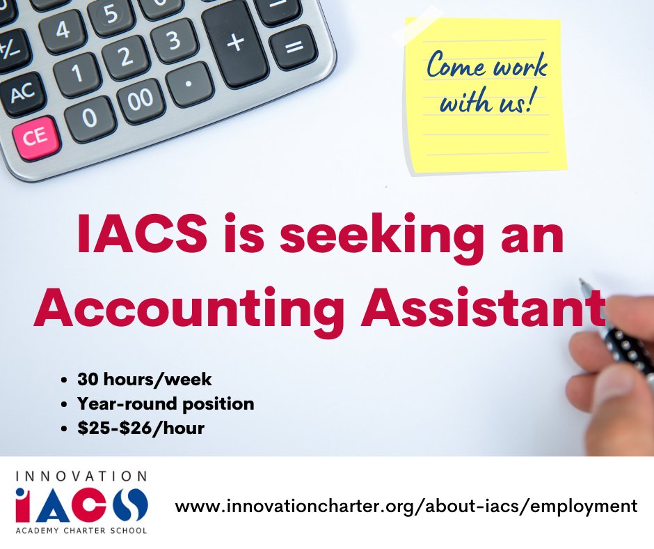 IAcharterschool's tweet photo. Come work with us!  
We are currently hiring for an Accounting Assistant position.  Learn more and apply at:
https://t.co/YVqvkGT7ZC https://t.co/wv96BhFeUQ