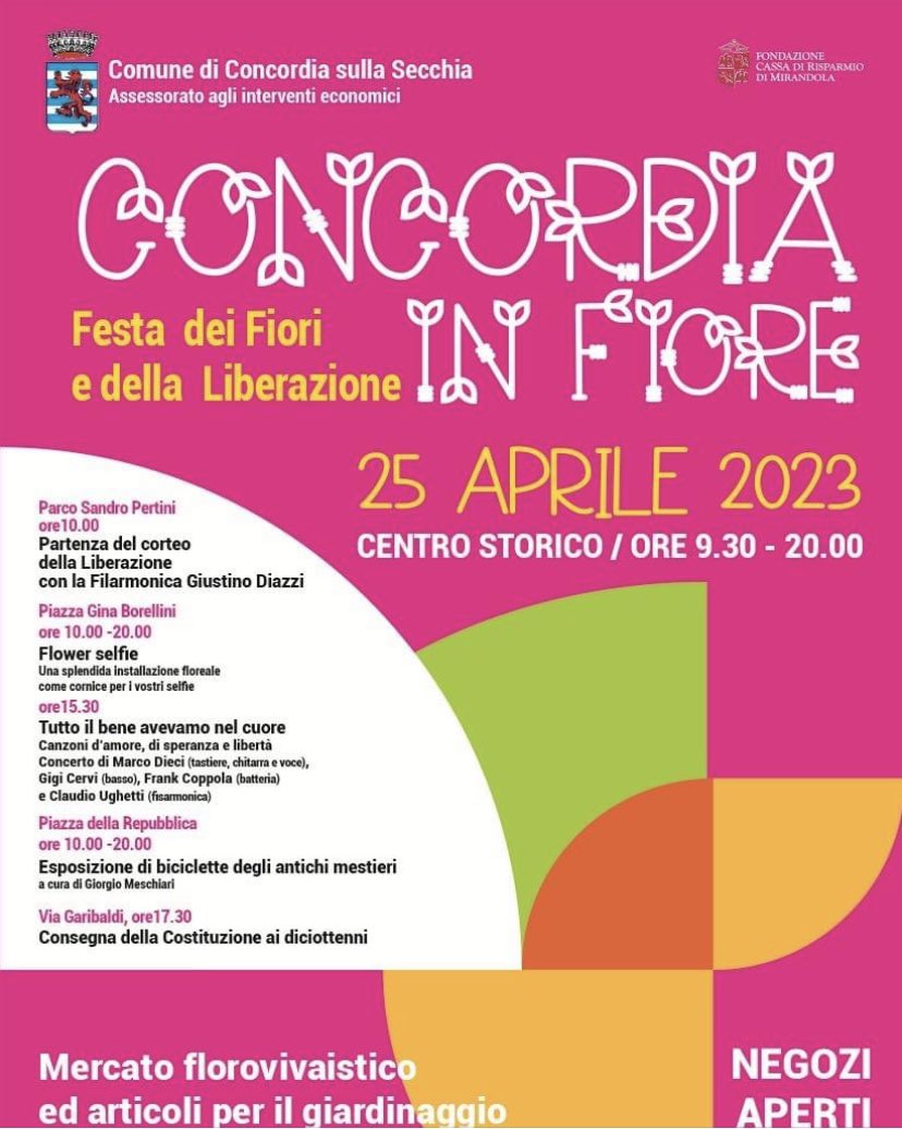 PLUCMAN1's tweet photo. #PLUcman #25aprile Domani a Concordia la tradizionale festa dei fiori ed i festeggiamenti del XXV Aprile #noicisiamo https://t.co/C6MlvBPzzr