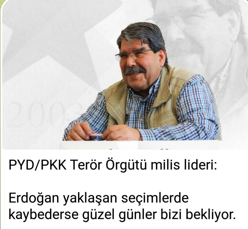 PYD/PKK Terör örgütü milis lideri ve eşbaşkanı Salih Müslim ;
➡ ' Erdoğan seçimlerde kaybederse güzel günler bizi bekliyor.'

Teröristlerin güzel günler görmemesi için YİNE YENİDEN ERDOĞAN

LİDERİNE SAHİP ÇIK #HerGünBirHizmet