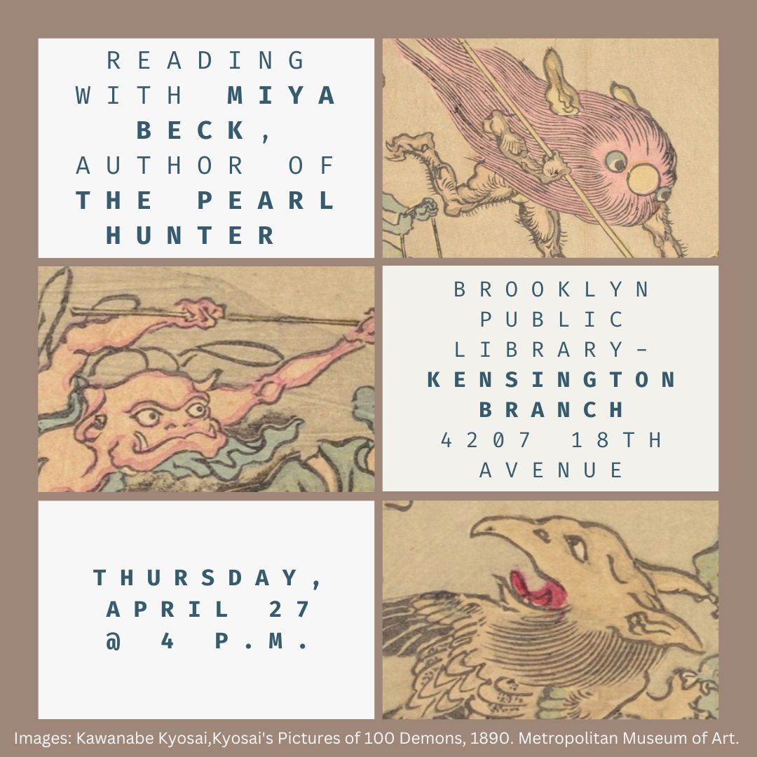 I'll be talking about kitsune, the Dragon King, and other Japanese monsters in The Pearl Hunter at the Brooklyn Public Library's Kensington branch this Thursday at 4 p.m.! #kidlit