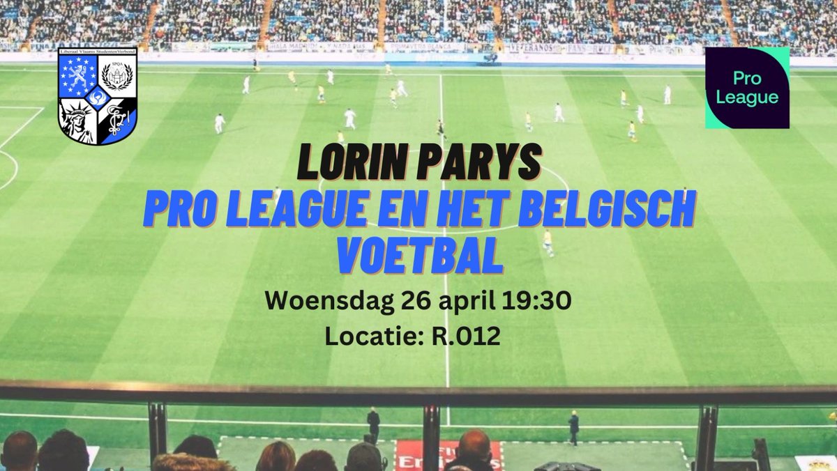 Op woensdag 26 april 2023 organiseert LVSV Antwerpen een lezing over het Belgisch voetbal en de <a href="/ProLeagueBE/">Pro League</a>.

De lezing wordt verzorgd door <a href="/lorinparys123/">lorinparys</a>.

Inschrijven kan via linktr.ee/LVSVAntwerpen

Tot dan!
