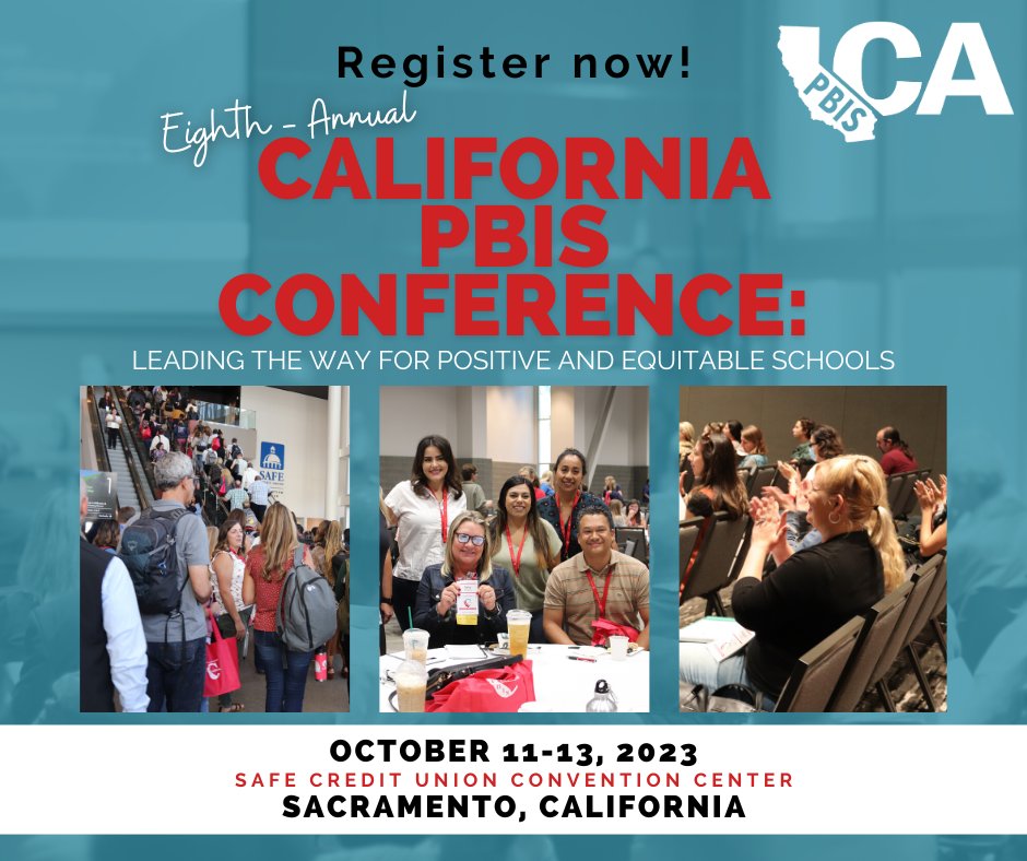 The moment you've been waiting for! Registration for our Eighth-Annual California PBIS conference is available now! Network with colleagues, learn from the experts and more at the premiere school climate event of 2023. Grab your spot: bit.ly/3A5Golz.