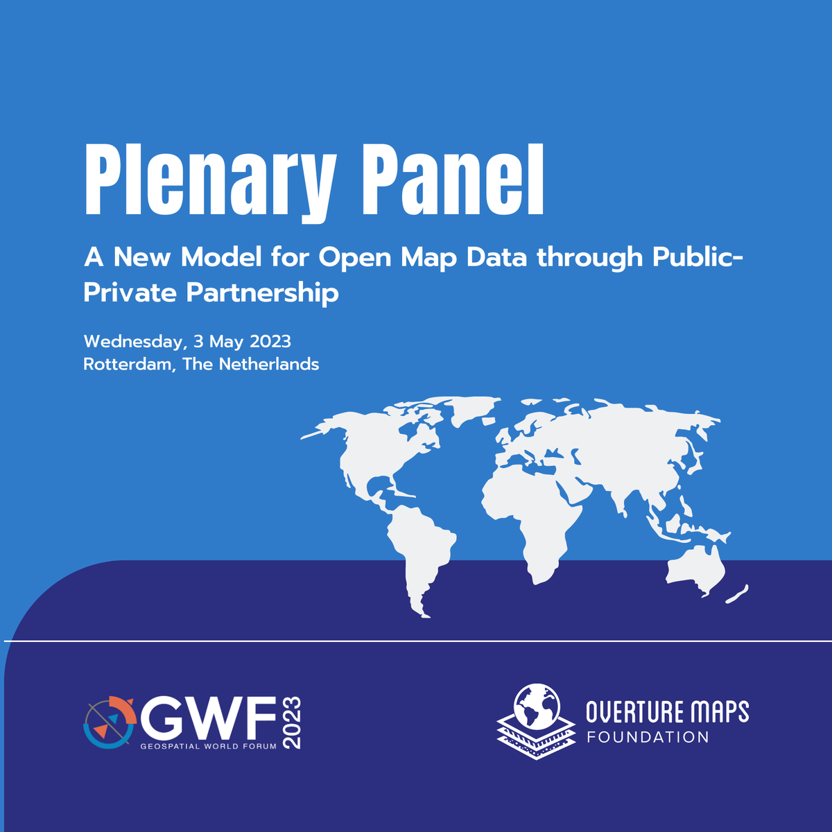OvertureMaps's tweet photo. We will be speaking at the upcoming panel on a new model for open map data at the Geospatial World Forum in Rotterdam on 3 May.
Join us to explore the potential and obstacles of this new model.
#OpenMapData #GWF2023 #geospatial #overturemaps
Details: https://t.co/YuxqJAgjpO https://t.co/fca9NajJsZ