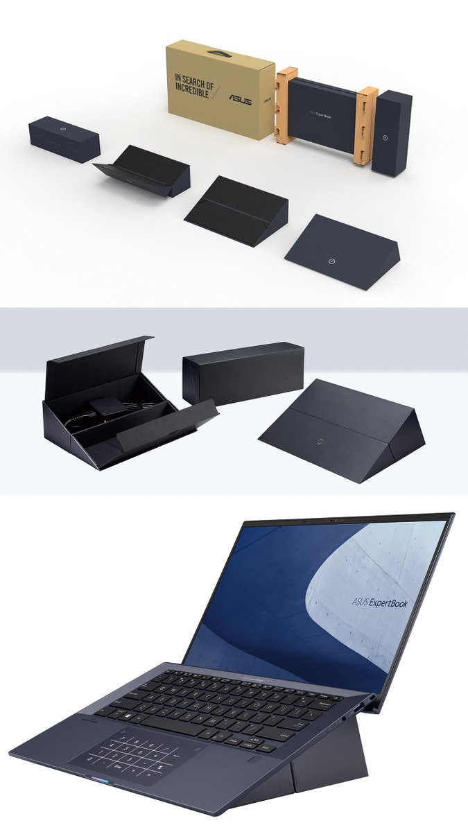 ASUSUSA's tweet photo. Unboxing, but make it sustainable 😌🌍

The #ExpertBookB9 was given a 2023 @iFDESIGNAWARD for its environmentally friendly packaging and sleek design.

Take a look: https://t.co/KcpPlpBIJs https://t.co/0phIJpyMzF