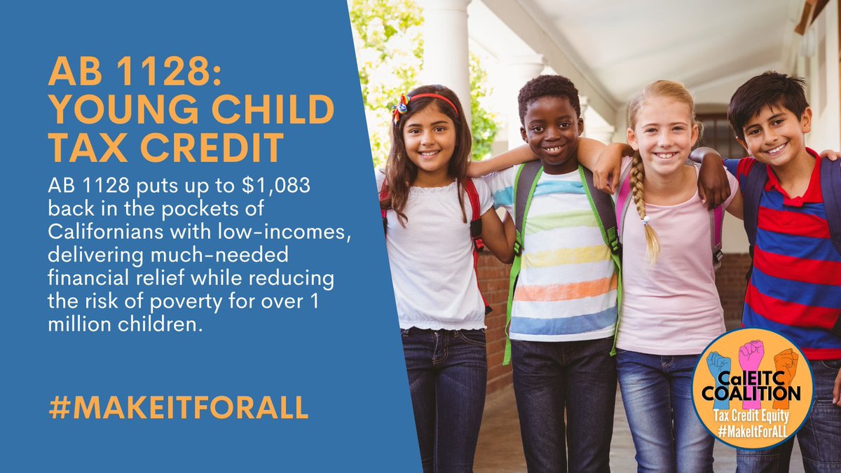 EndChildPovCA's tweet photo. 🌈A vote for #AB1128 (@MSantiagoAD54) and #AB1498 (@AsmMikeGipson) is a vote for families and a vote to end poverty!

📢Tax credits reduce poverty!
📢Tax credits work!

@GSOpportunity @MakeItForAll @UnitedWaysCA @CalEITC4Me @EndPovertyCA https://t.co/aGWdW4jNbJ