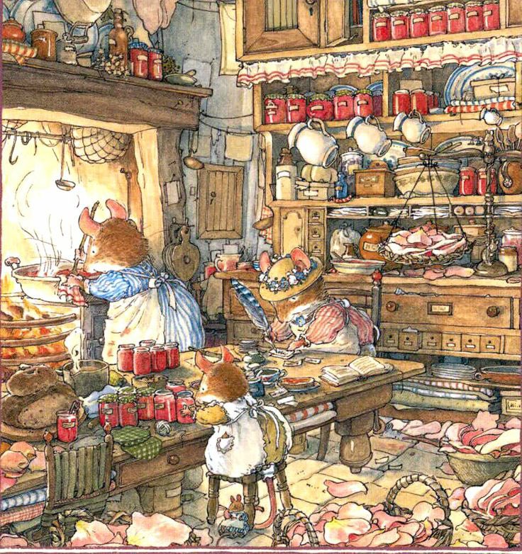 emjanerothwell's tweet image. Some cozy therapy for us all with this warm kitchen scene from the world of Brambly Hedge ❤️
(By the late Jill Barklem)