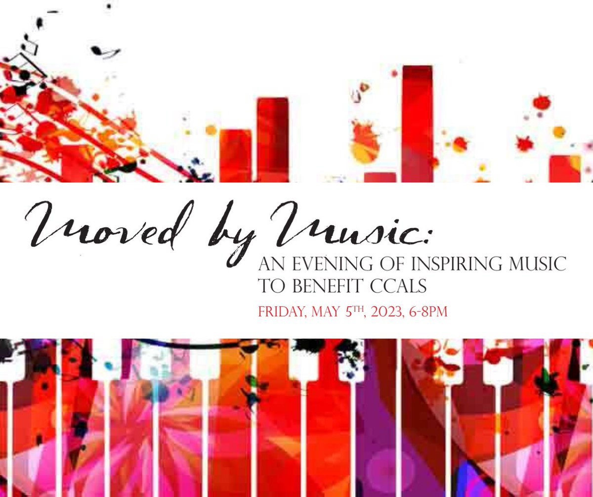Join us Friday, May 5 in Boston's Pucket Gallery for Moved for Music!  Enjoy an evening of chamber music and stroll the galleries to view extraordinary art by over 50 artists from around the world. Learn more or purchase your tickets at ccals.org/events/moved-b…