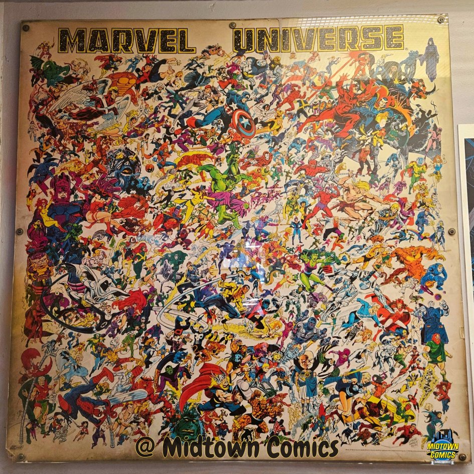 Stop by ✨#MidtownComics and see the whole 🌌#MarvelUniverse!

This #vintageposter has been greeting visitors at our 🗽#TimesSquare #NYCshop since we opened our doors back in 1997!

If you stop by, make sure you take a picture with this iconic 🎨 art &amp; tag us!