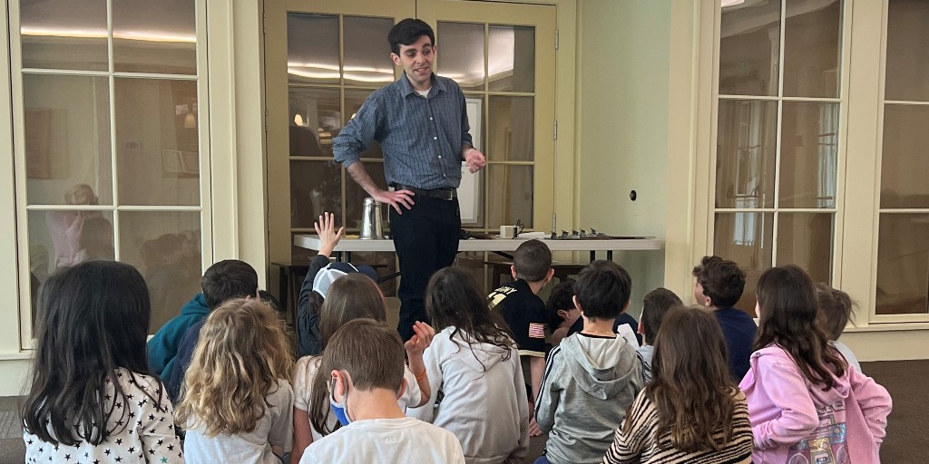 K-12 field trips are in full swing! Here are 3rd graders from Riverfield Elementary exploring the history of Fairfield through maps & artifacts from our collections & making corn husk dolls after learning about Native American culture. Thank you @BankWellCT for your sponsorship.