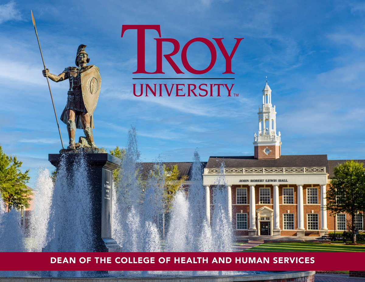 HELeaderSearch's tweet photo. @TROYUnews (Troy University, AL) is seeking a new Dean of the College of Health &amp; Human Services. Candidates will be consulted upon application and the position starts summer 2023.  To view the Profile, apply or nomination someone, go to https://t.co/fXeRRaT2M2. https://t.co/Ksa9elxlGK
